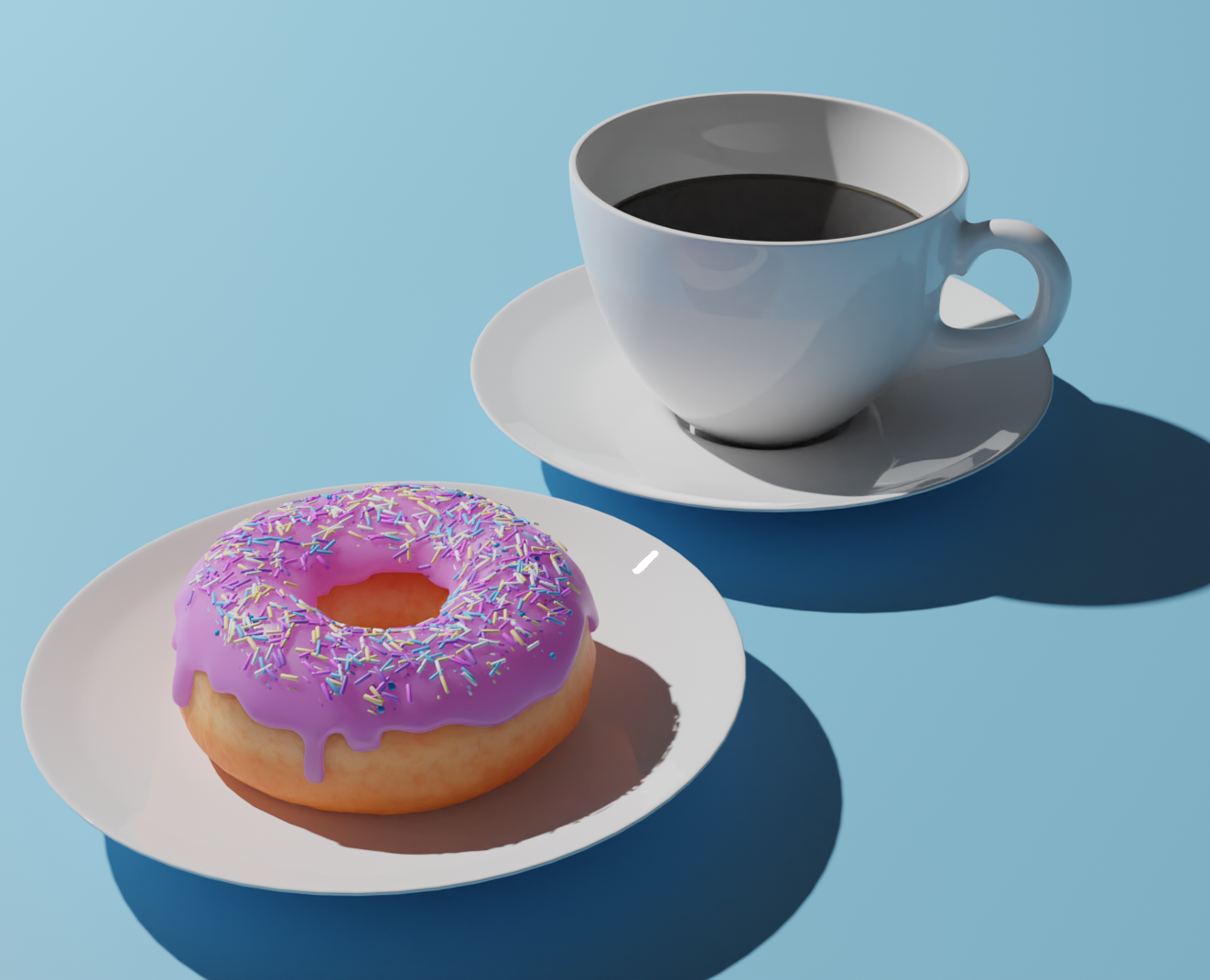 Donut and Coffee Blender Render, 2021
